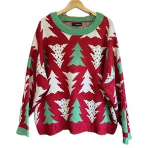 Festive Red and Green Tree Sweater